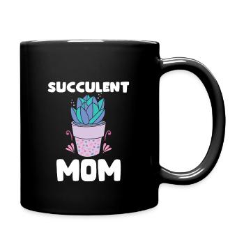 Sukkulenten Mama Design Gartenliebhaber - Tasse einfarbig - Schwarz - Rechts