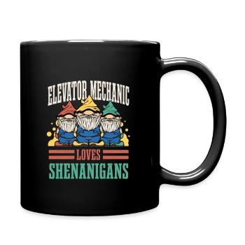 Aufzugsmonteur Liebt Spielereien St. Patricks Day - Tasse einfarbig - Schwarz - Rechts
