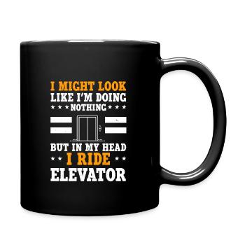Funny Elevator Lover Design - Full Colour Mug - black - Right