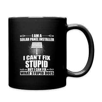 Lustiges Solarpanel Installateur Design - Tasse einfarbig - Schwarz - Rechts