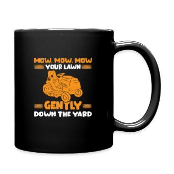 Funny lawn mower saying gardening grass mowing - Full Colour Mug - black - Right
