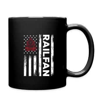 USA FAhne Eisenbahn Fan Amerika - Tasse einfarbig - Schwarz - Rechts