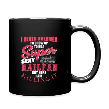 Lustiger Railfan Humor Outfit Zug Liebhaber - Tasse einfarbig - Schwarz - Rechts