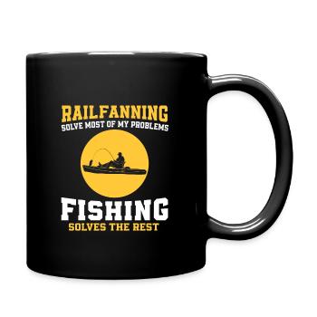 Lustiges Railfanning Und Angeldesign - Tasse einfarbig - Schwarz - Rechts