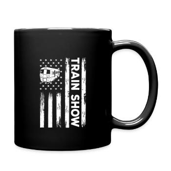 USA Flag Train Show America Model Railroads - Full Colour Mug - black - Right