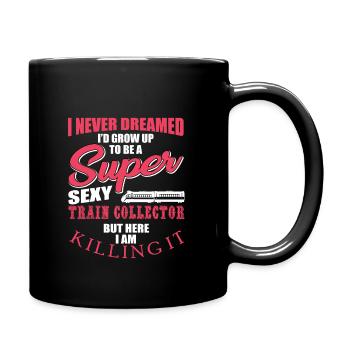 Lustiger Zugsammler Humor - Tasse einfarbig - Schwarz - Rechts