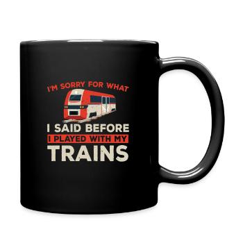 Lustiges Eisenbahn Sammler Humor - Tasse einfarbig - Schwarz - Rechts