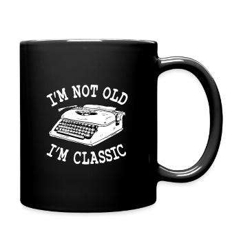 Vintage Schreibmaschine - Tasse einfarbig - Schwarz - Rechts
