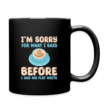 Funny Flat White Coffee Outfit - Full Colour Mug - black - Right