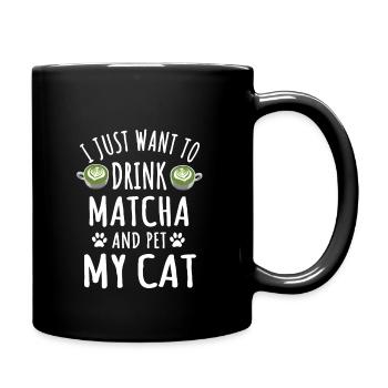 Matcha Und Katzenliebhaber Design - Tasse einfarbig - Schwarz - Rechts