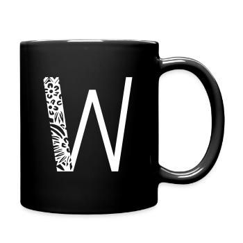Buchstabe W - Tasse einfarbig - Schwarz - Rechts