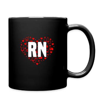 Cute Registered Nurse Rn Heart Design - Full Colour Mug - black - Right