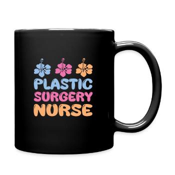Floral Design Plastic Surgery Nurse - Full Colour Mug - black - Right