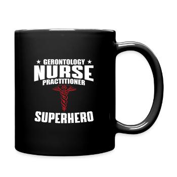 Gerontology Nurse Practitioner Superhero - Full Colour Mug - black - Right