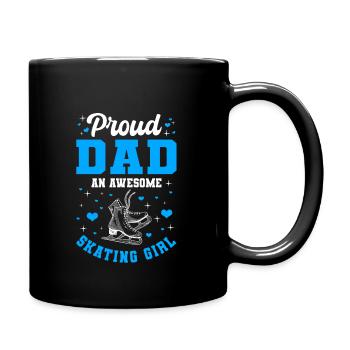 Proud Father Ice Skating Girl - Full Colour Mug - black - Right