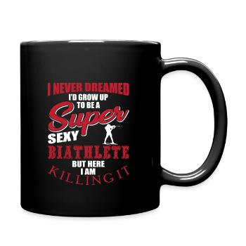 Lustiges Biathlon Geschenk - Tasse einfarbig - Schwarz - Rechts