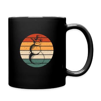 Retro Schneemann Design - Tasse einfarbig - Schwarz - Rechts