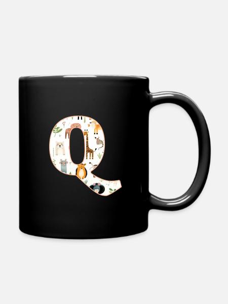 Buchstabe Q, Monogramm, Tiermuster - Tasse einfarbig - Schwarz