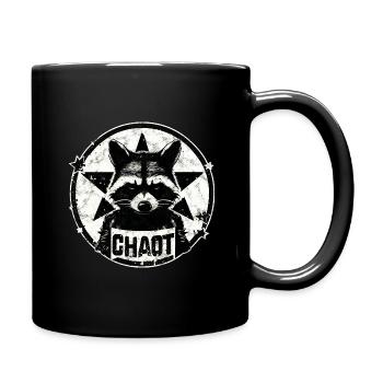 Waschbär, Chaot, Anarchie, Stern, Revolution - Tasse einfarbig - Schwarz - Rechts