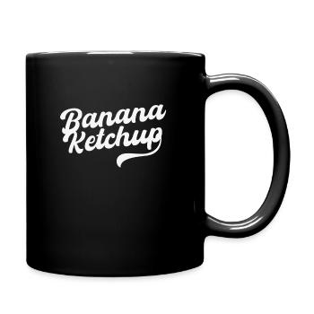 Bananen Ketchup Design - Tasse einfarbig - Schwarz - Rechts