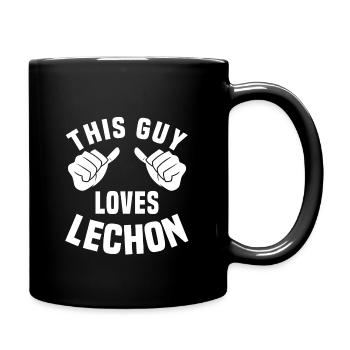 This guy loves lechon - Full Colour Mug - black - Right