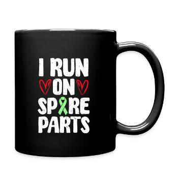 Heart Transplant – I Run On Spare Parts - Full Colour Mug - black - Right