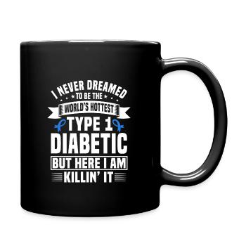 Lustiges Typ-1-Diabetiker T-Shirt - Tasse einfarbig - Schwarz - Rechts