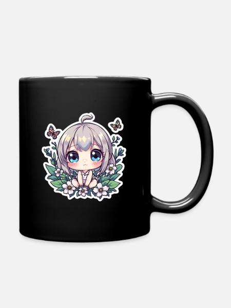 Chibi Flower Magic - Full Colour Mug - black