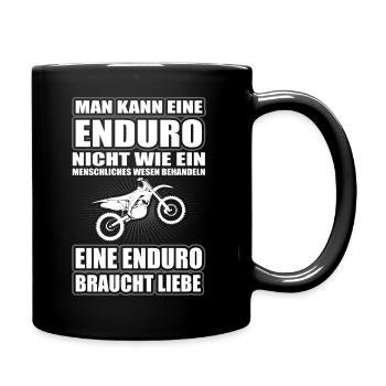 Enduro braucht Liebe - Tasse einfarbig - Schwarz - Rechts