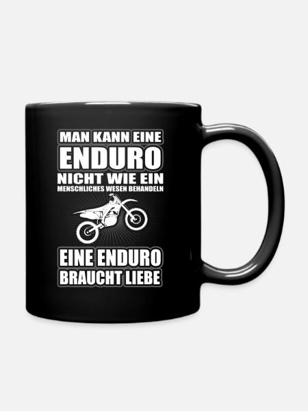 Enduro braucht Liebe - Tasse einfarbig - Schwarz