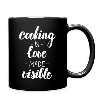 Kochen Küche Hobby Geschenk - Tasse einfarbig - Schwarz - Rechts