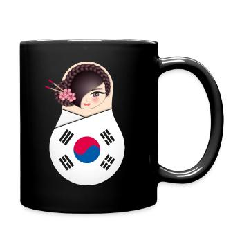 Matroschka Nuri - Team Korea - Tasse einfarbig - Schwarz - Rechts