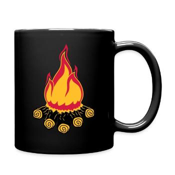 lagerfeuer camping abend nacht campen camper holz - Tasse einfarbig - Schwarz - Rechts