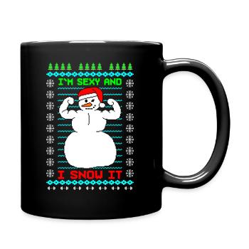 Sexy Schneemann Fun Ugly - Tasse einfarbig - Schwarz - Rechts
