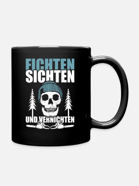 HOLZ SÄGE KETTENSÄGE GESCHENK WALD FÖRSTER BERUF - Tasse einfarbig - Schwarz