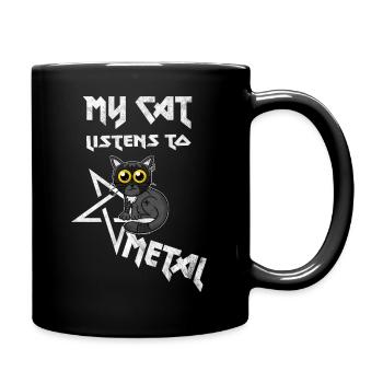 Meine Katze hört Metal - Washed Effekt - Tasse einfarbig - Schwarz - Rechts