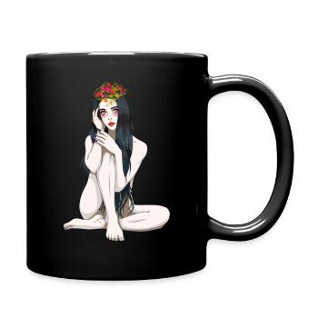 Flower Child Fantasy Sexy Girl Naked Woman Elf - Full Colour Mug - black - Right