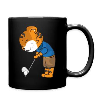 Tiger Golfschläger Abschlag Wood Geschenk Golf - Tasse einfarbig - Schwarz - Rechts