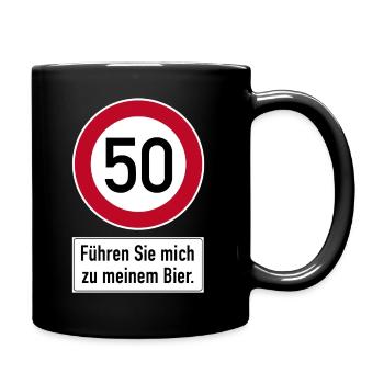50 Führen Sie mich zu meinem Bier 50 Geburtstag - Tasse einfarbig - Schwarz - Rechts