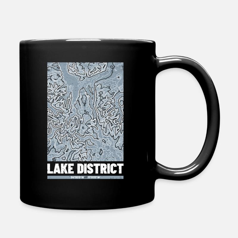 Lake District | Map Topography Grunge - Full Colour Mug - black