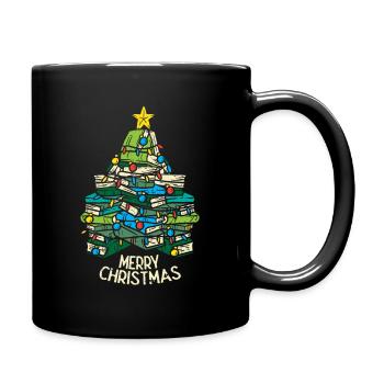 Weihnachtsbaum Bücher Weihnachten XMAS Lesen Idee - Tasse einfarbig - Schwarz - Rechts