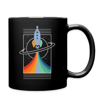 Rakete (Bunt, Umriss) - Tasse einfarbig - Schwarz - Rechts