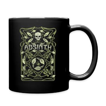 Absinth T Shirt Design Art Nouveau Jugendstil - Tasse einfarbig - Schwarz - Rechts