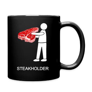 stakeholder, steakholder, steak, meat, T-bone - Full Colour Mug - black - Right