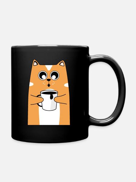 Cat Coffee Design - Full Colour Mug - black