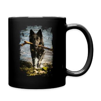 Schwarzer deutscher Schäferhund Foto - Tasse einfarbig - Schwarz - Rechts