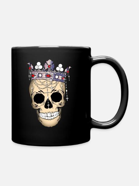 Skull with crown - Full Colour Mug - black