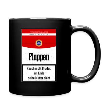 Lustige Zigarettenschachtel Anti Raucher Rauchen - Tasse einfarbig - Schwarz - Rechts