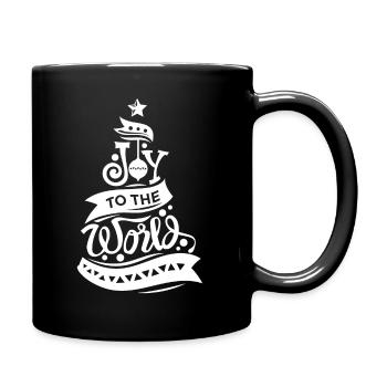 Joy To The World Weihnachtsbaum Feiertagszitat - Tasse einfarbig - Schwarz - Rechts