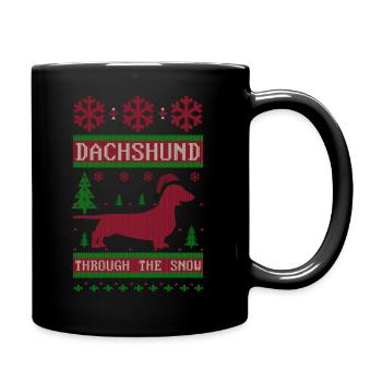 Weihnachtsdackel Dackel - Tasse einfarbig - Schwarz - Rechts
